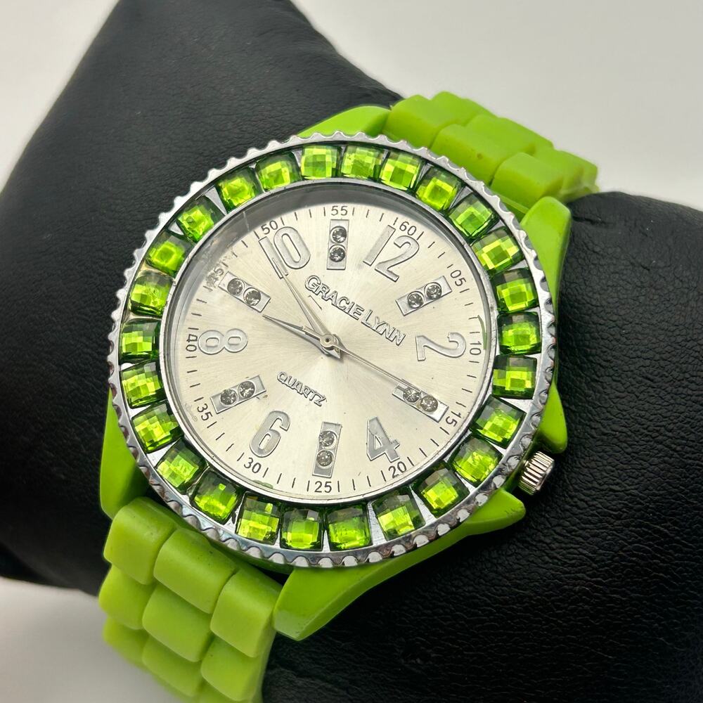 Gracie Lynn Green Silicon Band Women’s Fashion Watch New Battery - Picture 2 of 8